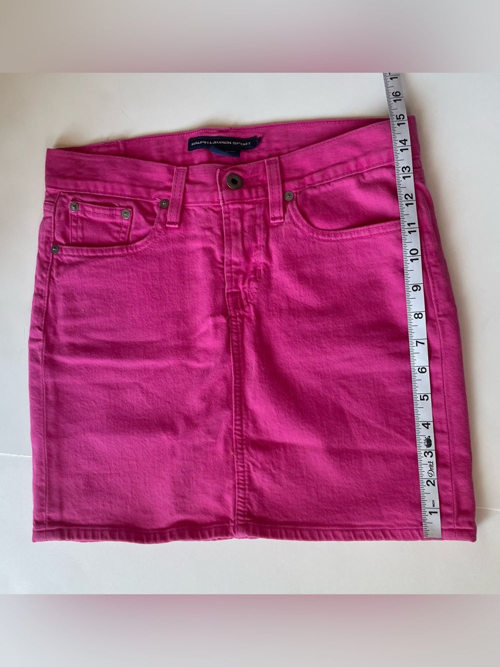 Ralph Lauren Hot Pink Cotton Denim Mini Skirt - Picture 7 of 7